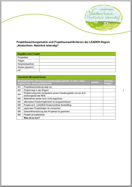 Projektauswahlkriterien